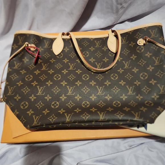 Louis Vuitton Brown Monogram Neverfull Tote Bag - Picture 6 of 8